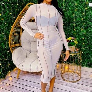 Light grey with brown stitching see through